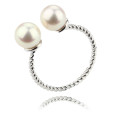 6mm AAA Round Real Freshwater Two Pearl Ring